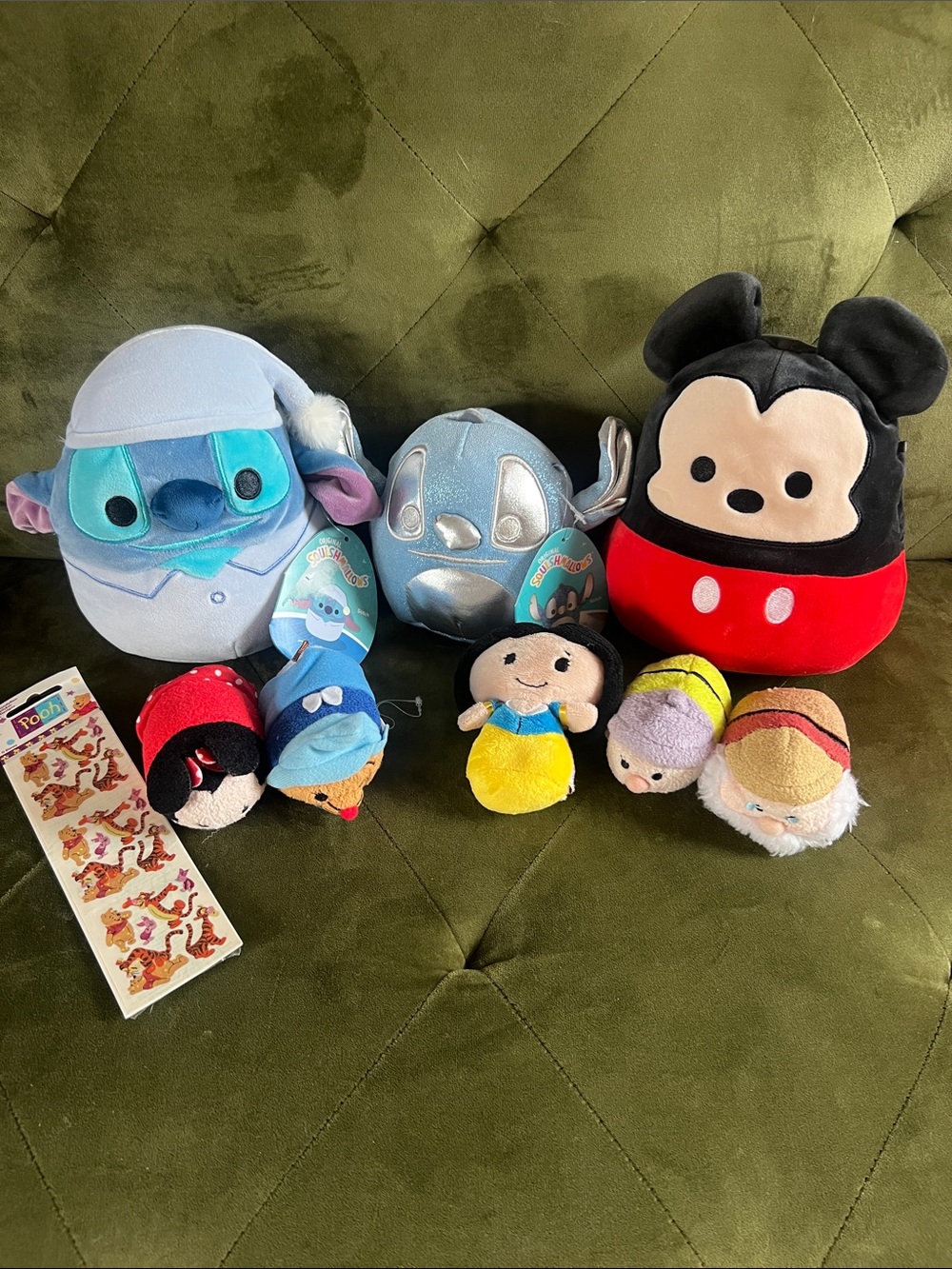 Disney Tsum Tsum and Squishmallow Plush Set - Snow White, Stitch , Mickey Mouse